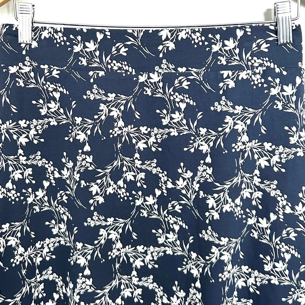 Pact French Navy Shoreline Floral Print Fit & Flare Swing Midi Skirt Size XXL - Picture 4 of 9